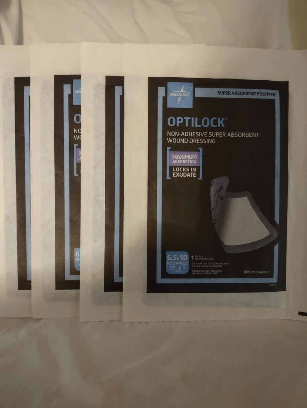 Medline OptiLock Non-Adhesive Super Absorb Wound Dressing 6.5 x 10" Sterile (4)